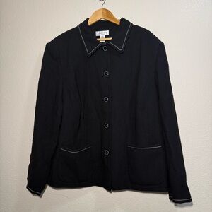 Judith Hart Woman Black Blazer with White Stitching - Size 24W